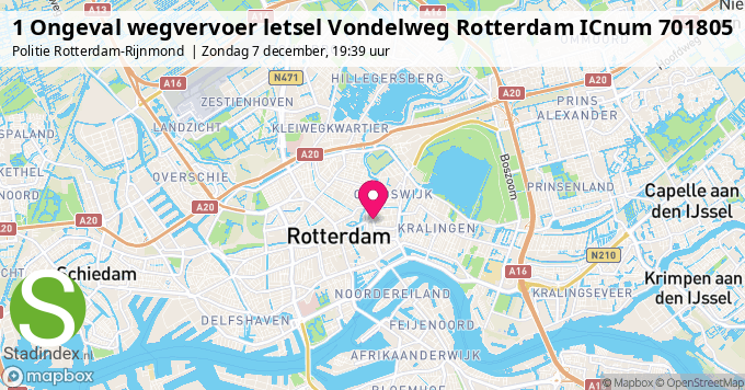1 Ongeval wegvervoer letsel Vondelweg Rotterdam ICnum 701805