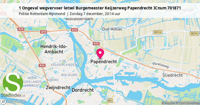 1 Ongeval wegvervoer letsel Burgemeester Keijzerweg Papendrecht ICnum 701871