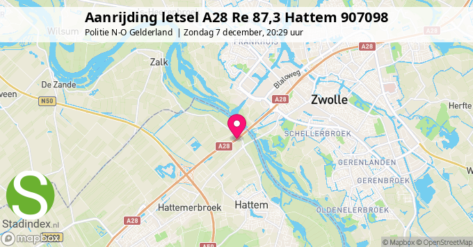 Aanrijding letsel A28 Re 87,3 Hattem 907098
