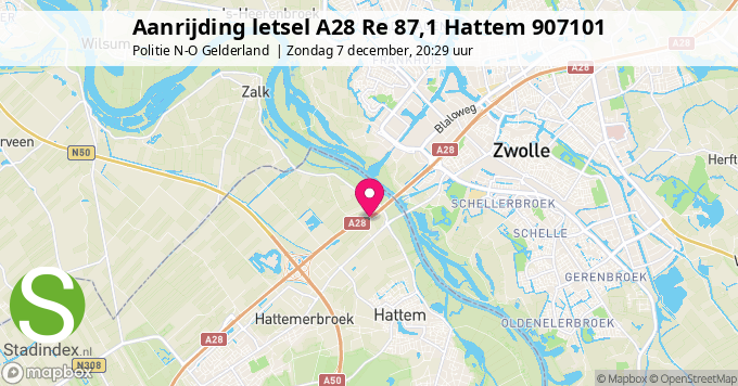 Aanrijding letsel A28 Re 87,1 Hattem 907101