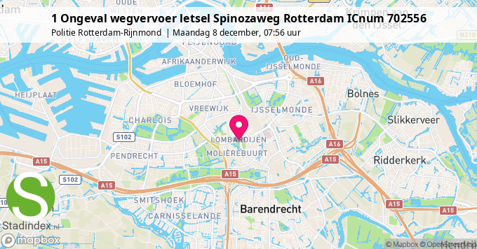 1 Ongeval wegvervoer letsel Spinozaweg Rotterdam ICnum 702556