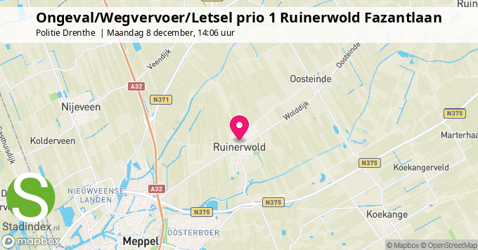 Ongeval/Wegvervoer/Letsel prio 1 Ruinerwold Fazantlaan