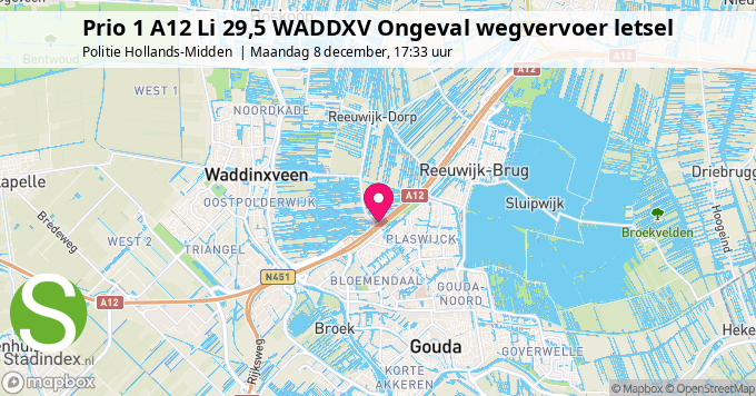 Prio 1 A12 Li 29,5 WADDXV Ongeval wegvervoer letsel