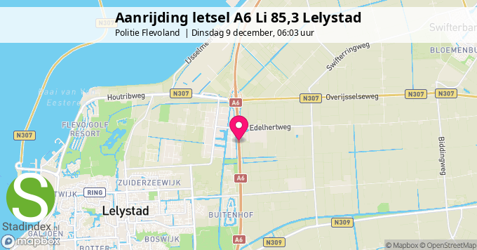 Aanrijding letsel A6 Li 85,3 Lelystad