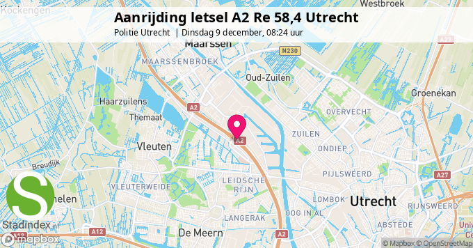 Aanrijding letsel A2 Re 58,4 Utrecht