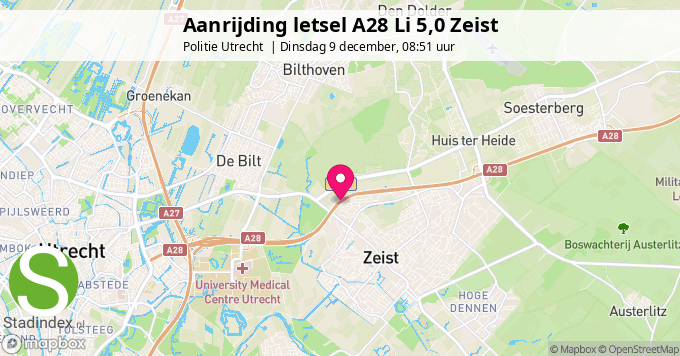 Aanrijding letsel A28 Li 5,0 Zeist