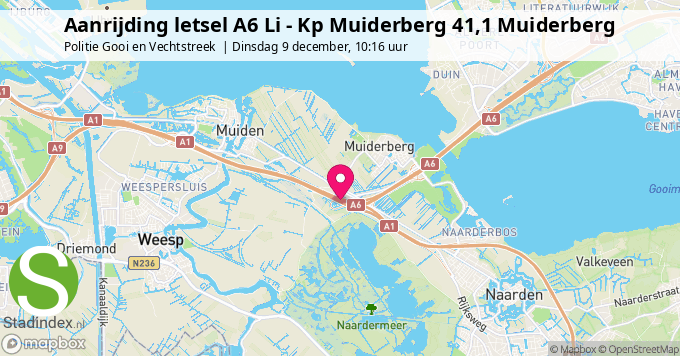 Aanrijding letsel A6 Li - Kp Muiderberg 41,1 Muiderberg