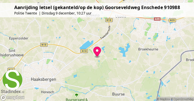 Aanrijding letsel (gekanteld/op de kop) Goorseveldweg Enschede 910988