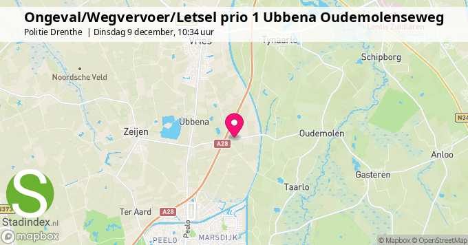 Ongeval/Wegvervoer/Letsel prio 1 Ubbena Oudemolenseweg