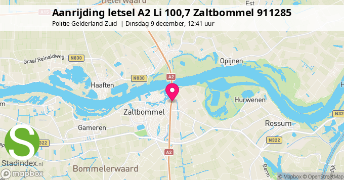 Aanrijding letsel A2 Li 100,7 Zaltbommel 911285