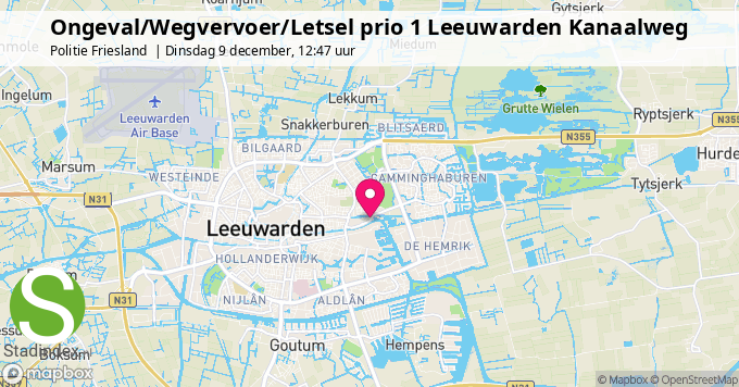 Ongeval/Wegvervoer/Letsel prio 1 Leeuwarden Kanaalweg