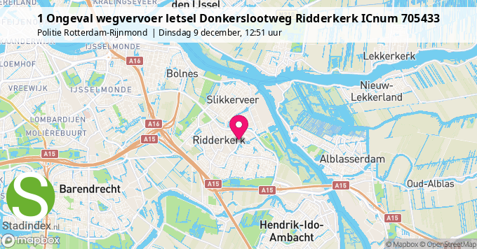 1 Ongeval wegvervoer letsel Donkerslootweg Ridderkerk ICnum 705433