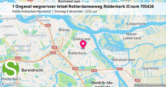 1 Ongeval wegvervoer letsel Rotterdamseweg Ridderkerk ICnum 705426