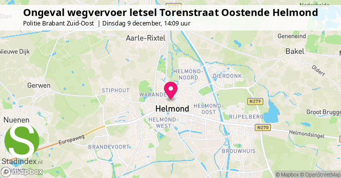 Ongeval wegvervoer letsel Torenstraat Oostende Helmond
