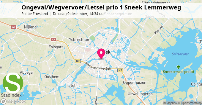 Ongeval/Wegvervoer/Letsel prio 1 Sneek Lemmerweg