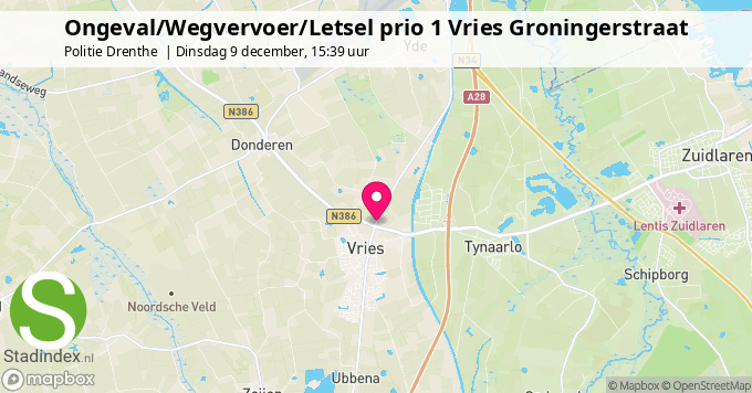 Ongeval/Wegvervoer/Letsel prio 1 Vries Groningerstraat