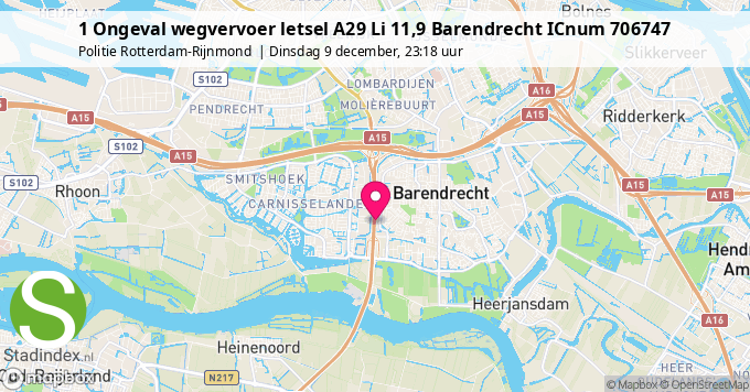 1 Ongeval wegvervoer letsel A29 Li 11,9 Barendrecht ICnum 706747