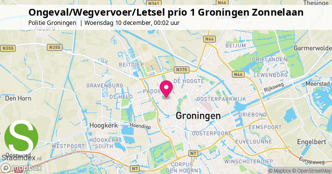 Ongeval/Wegvervoer/Letsel prio 1 Groningen Zonnelaan