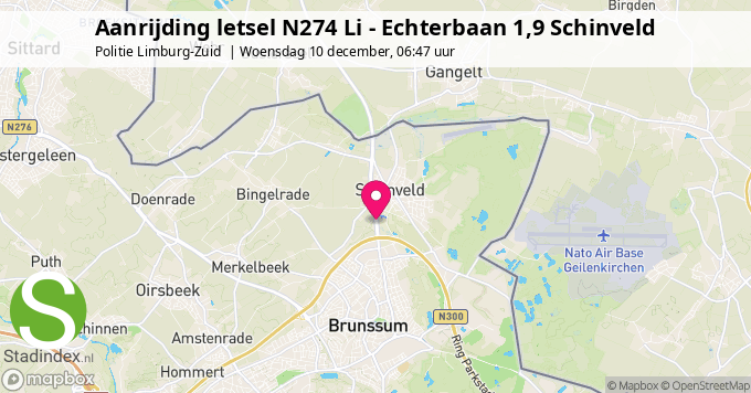 Aanrijding letsel N274 Li - Echterbaan 1,9 Schinveld