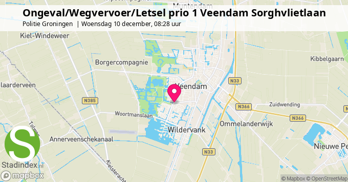 Ongeval/Wegvervoer/Letsel prio 1 Veendam Sorghvlietlaan