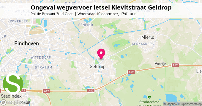 Ongeval wegvervoer letsel Kievitstraat Geldrop