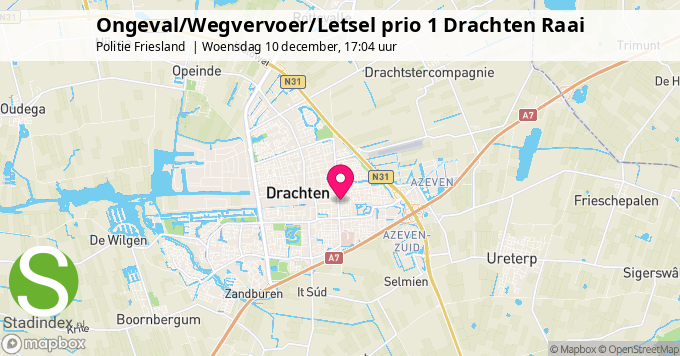 Ongeval/Wegvervoer/Letsel prio 1 Drachten Raai
