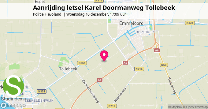 Aanrijding letsel Karel Doormanweg Tollebeek