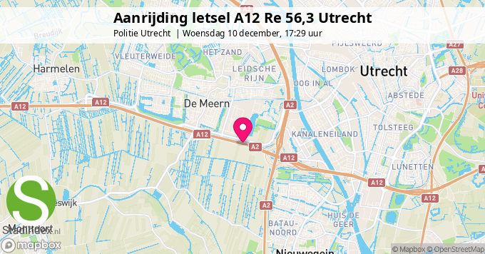 Aanrijding letsel A12 Re 56,3 Utrecht