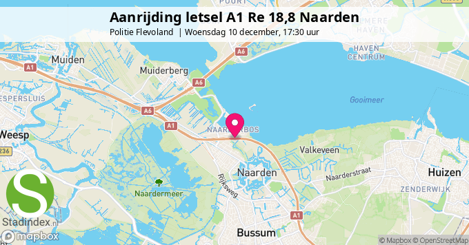 Aanrijding letsel A1 Re 18,8 Naarden